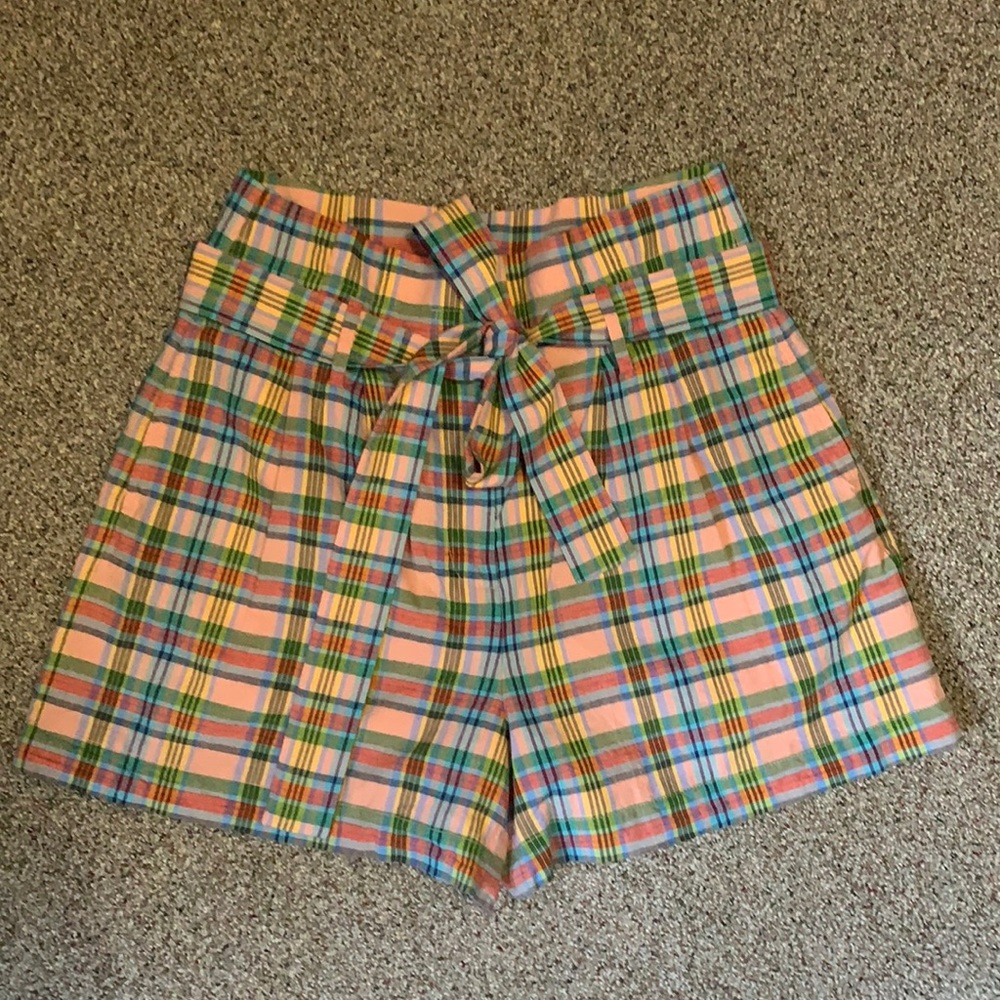 J. Crew High Waisted Plaid Shorts